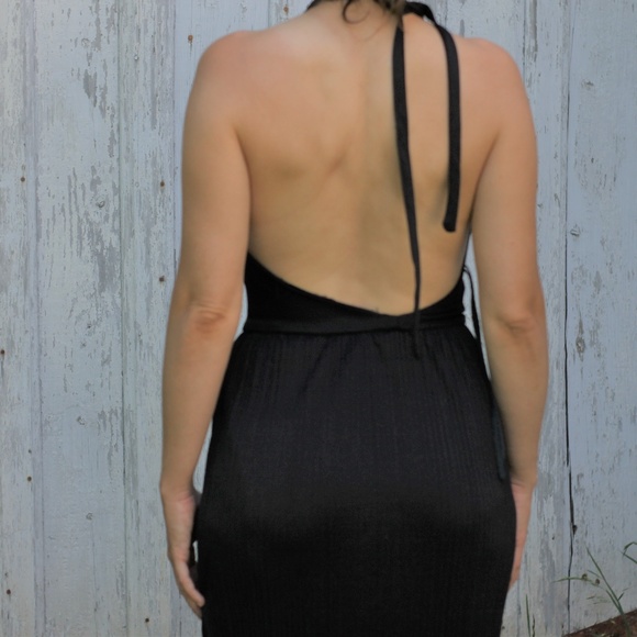 1970s Black Backless Dress - Picture 2 of 7
